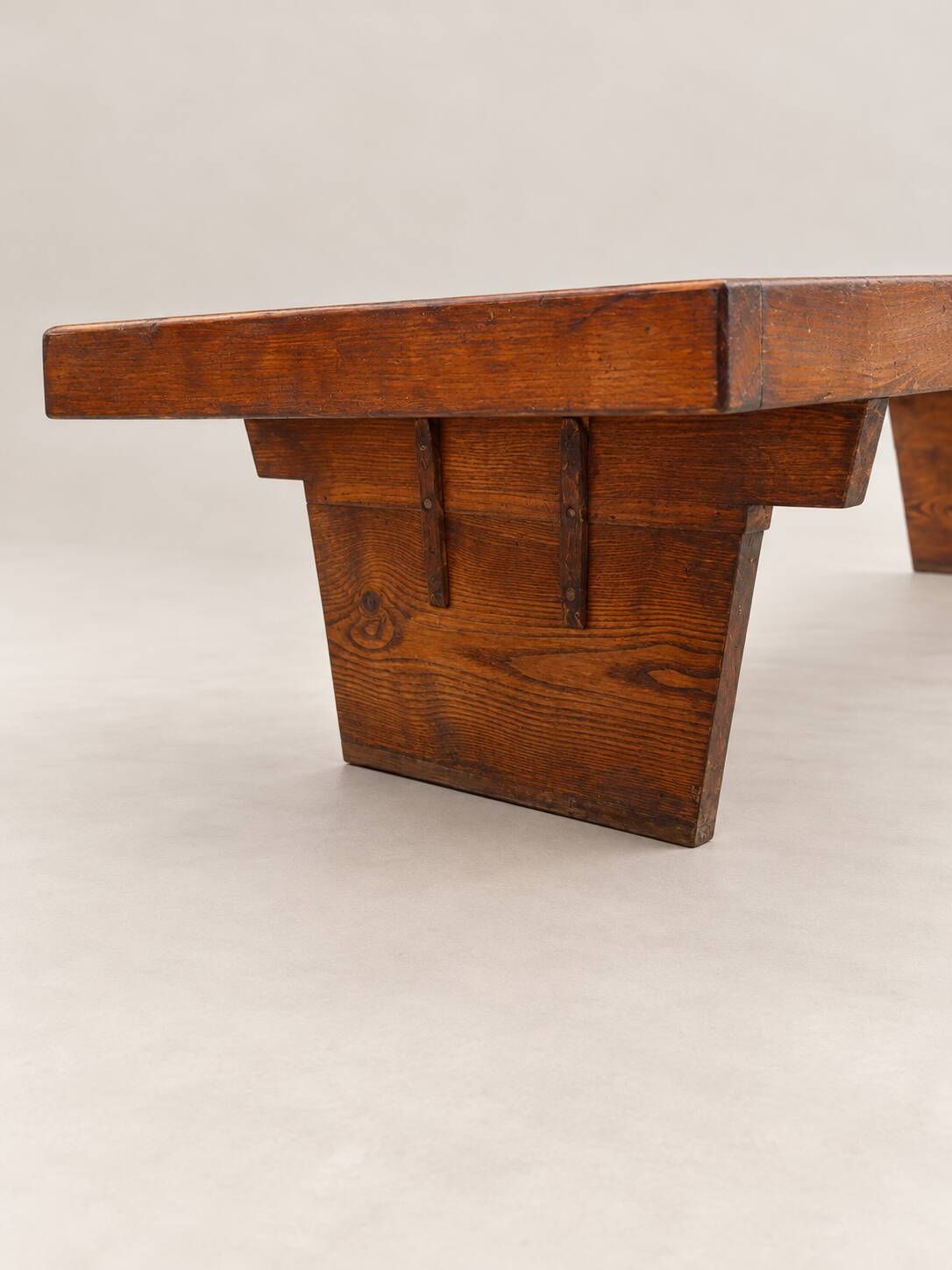 Vintage wooden slatted bench – 309 cm – Modernist design