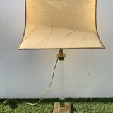 Plexiglas and brass lamp with original pagoda-shaped paper lampshade