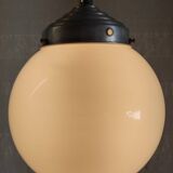 Opaline globe industrial pendant light - mid. 20th century