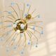 Vintage chandelier with blue Murano glass pendants.