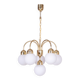 Mid-Century Chandelier in Brass and Opaline Glass, Czech, 1950s