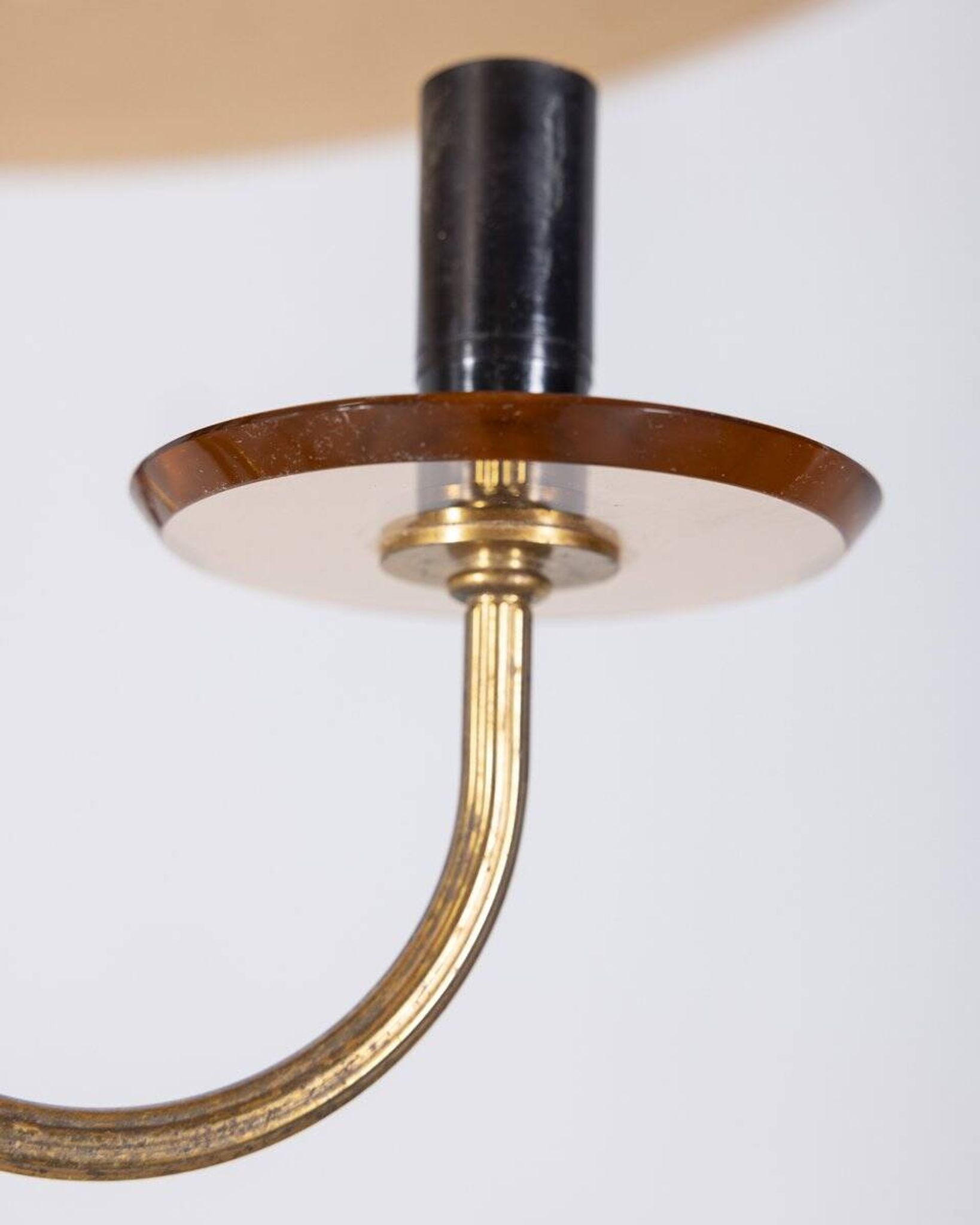 Vintage 1950s Italian-design brass and pink glass chandelier