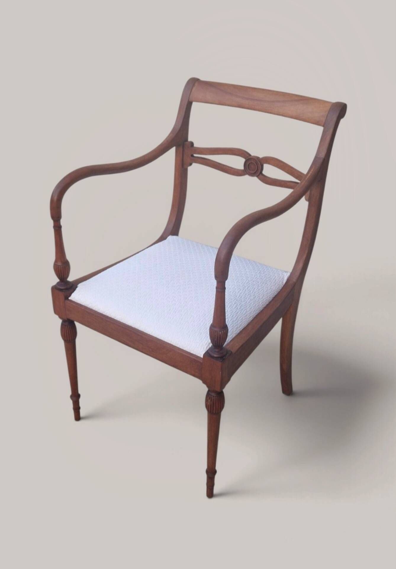 Directoire style armchair in solid wood – Openwork back/rest and sabre legs