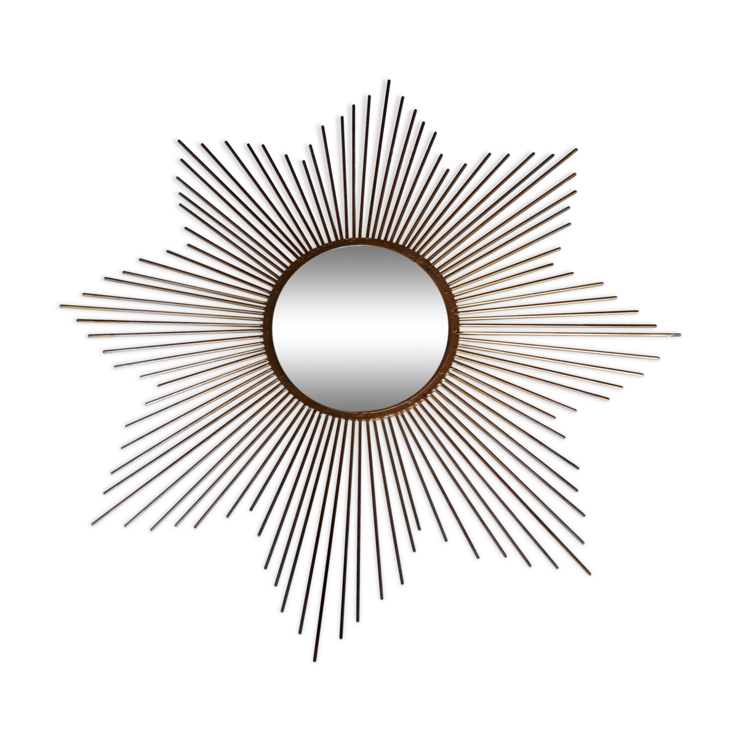 Large Golden Metal Sun Mirror 92cm