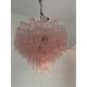 Murano Style Glass Sputnik Chandelier Pink and Brunito Metal Frame, Set of 2 or Pair of Chandelier