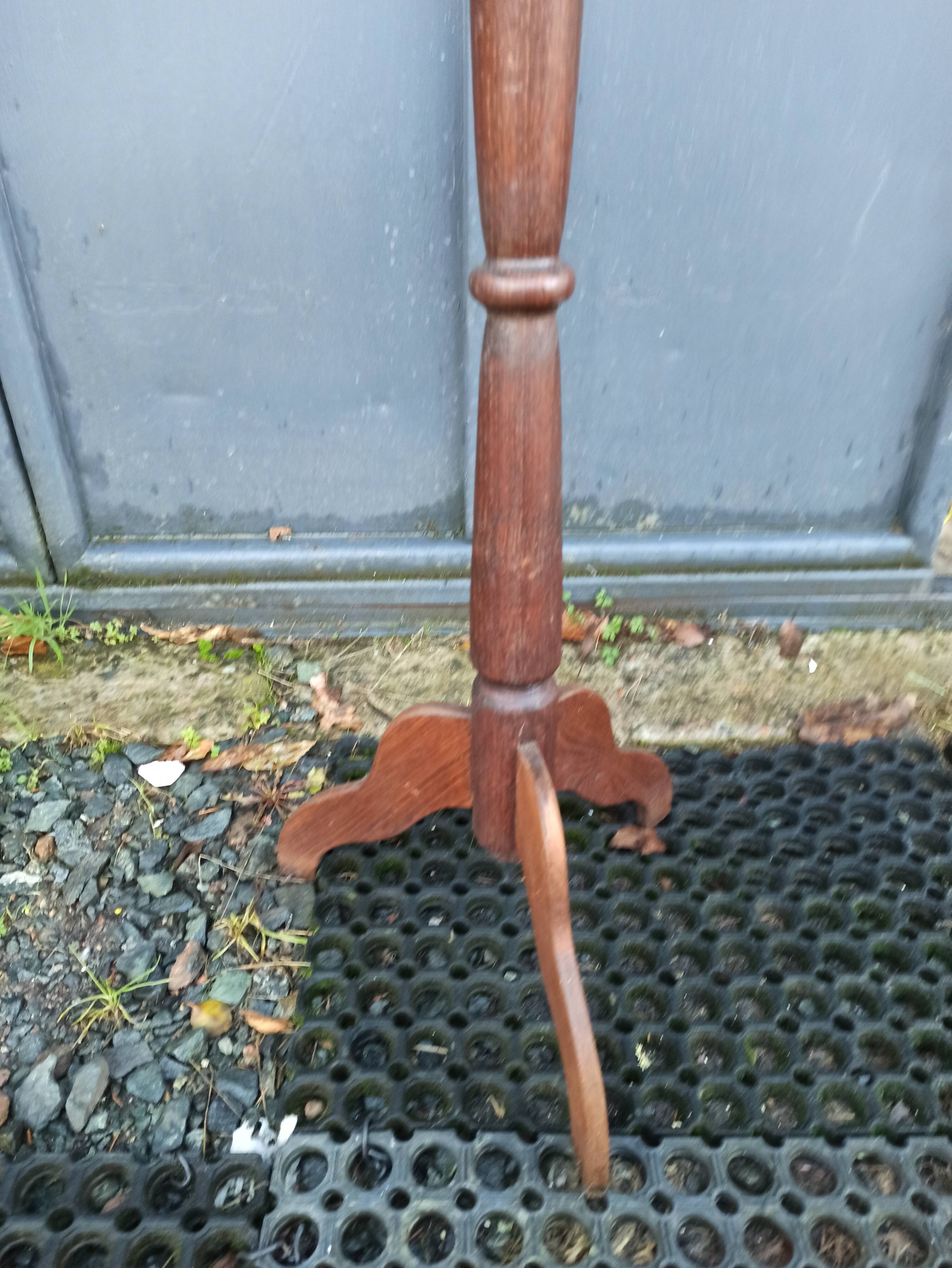 Braided chestnut harness small round side table on console tripod