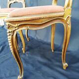 Pair of old canne chairs in gilded wood