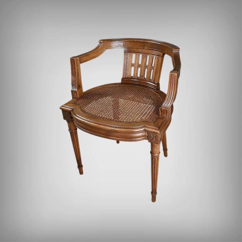 Small Office Armchair in Walnut, Louis XVI style – Late 19th century
