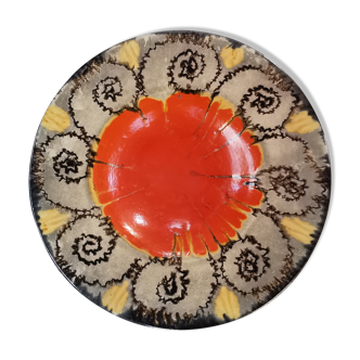 Dish Round orange ceramic vintage