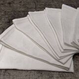 Serviettes de table anciennes damassées décor fleurs lot de9