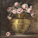 HST painting "Composition with roses" 19th/20th century with frame