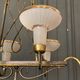 Chandelier in gilded metal 1950 6 lights cut in frosted glass