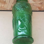 Old green molded glass vase vintage grape cluster decor