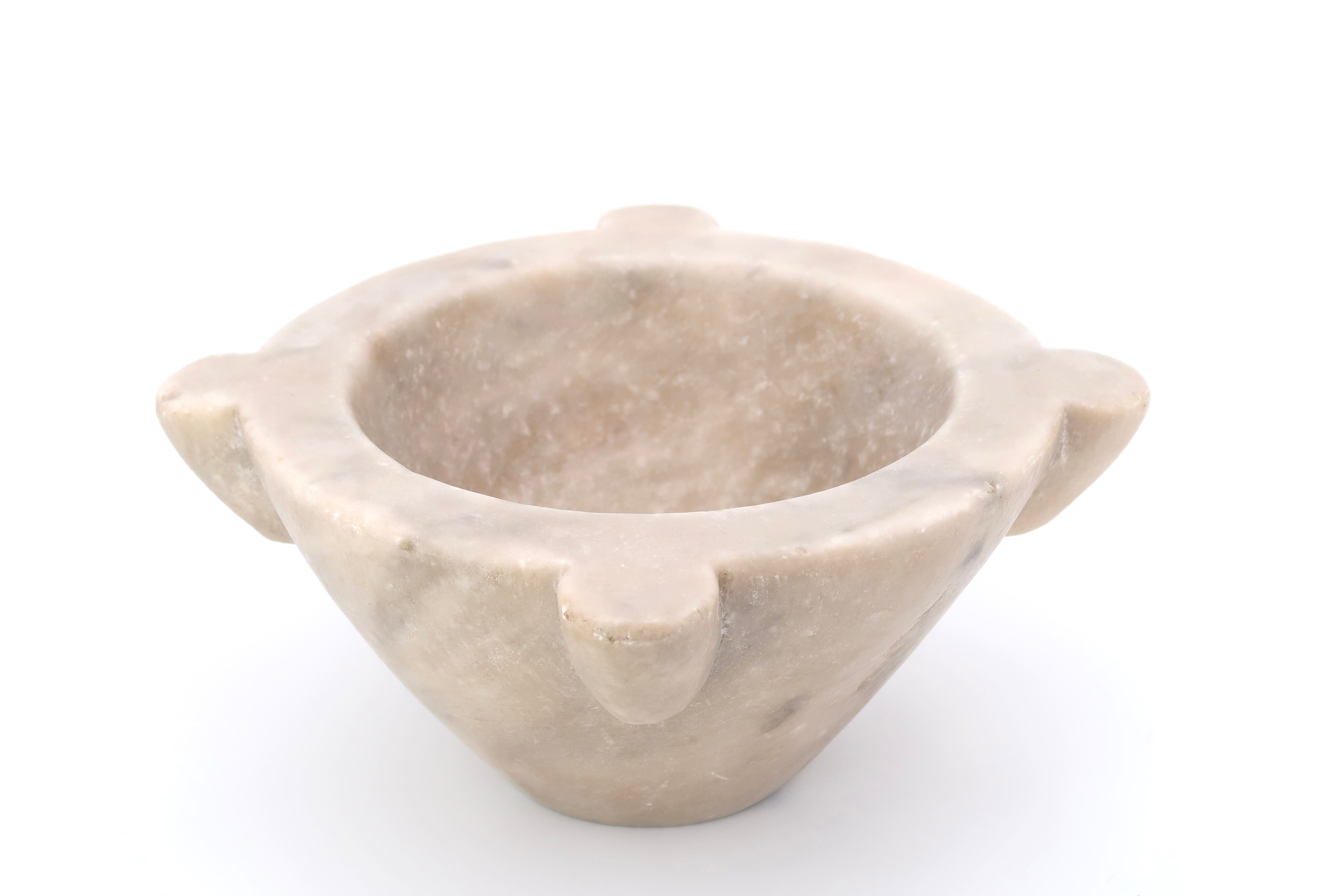 Marble mortar and wooden pestle, nineteenth century