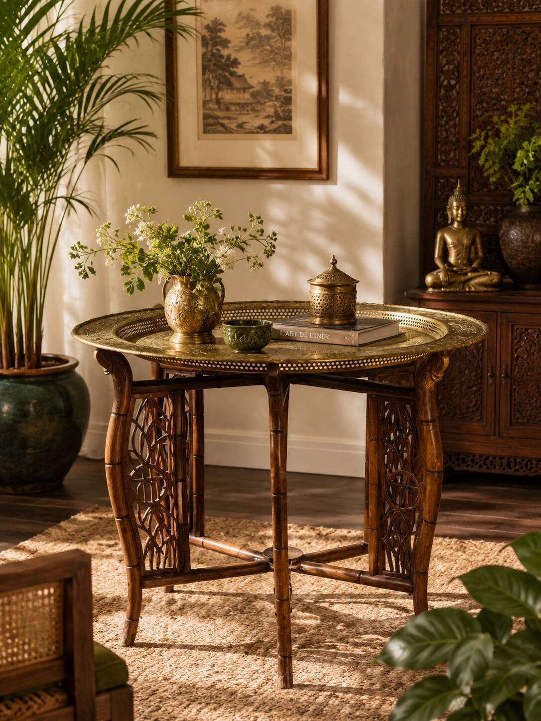 Indochinese coffee table - diameter: 74 cm - Very good condition