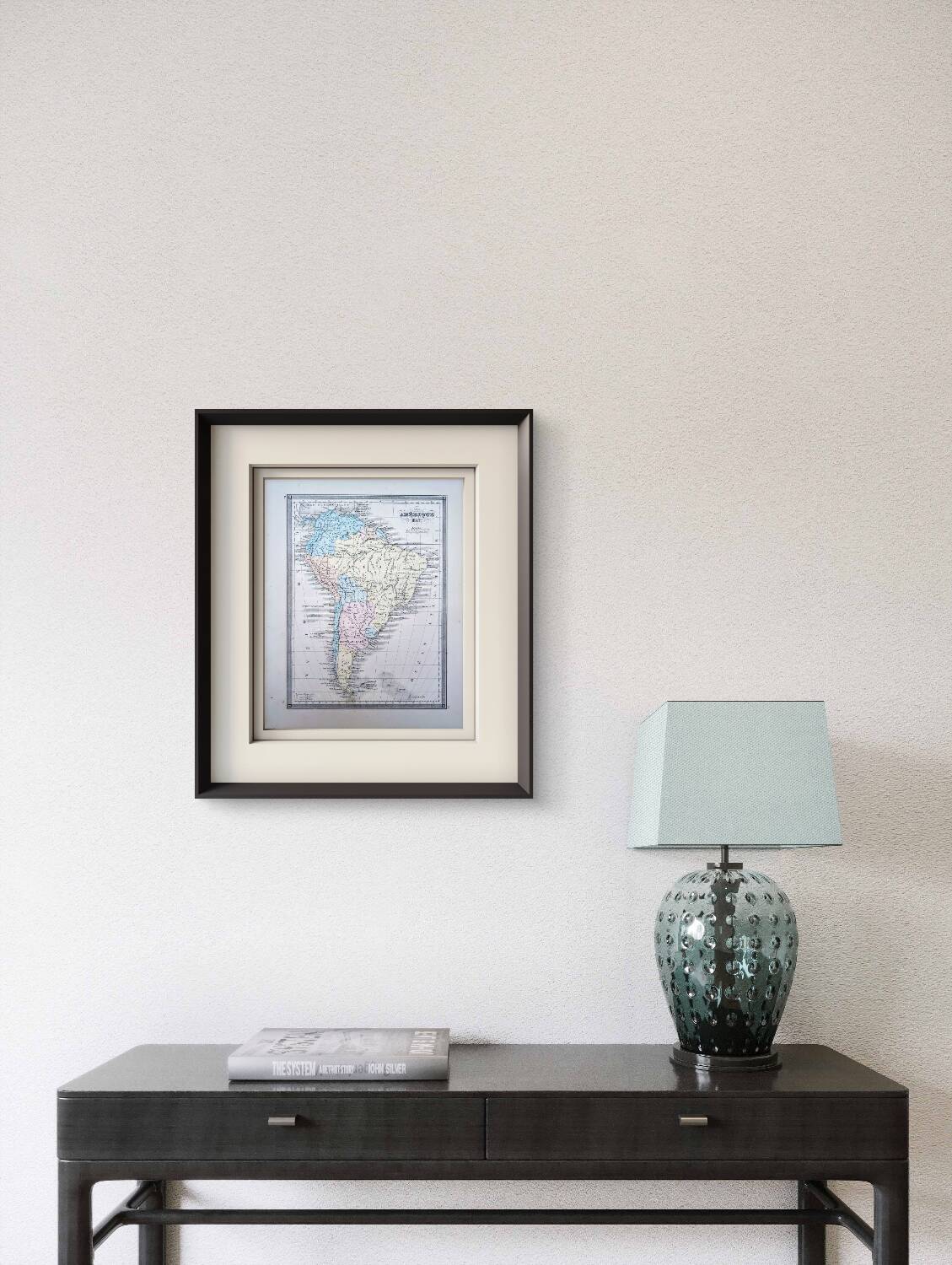 South America, antique map, printed in 1852. Authentic.