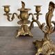 Paire de grands bougeoirs vintage en bronze doré signés Charles Boulanger