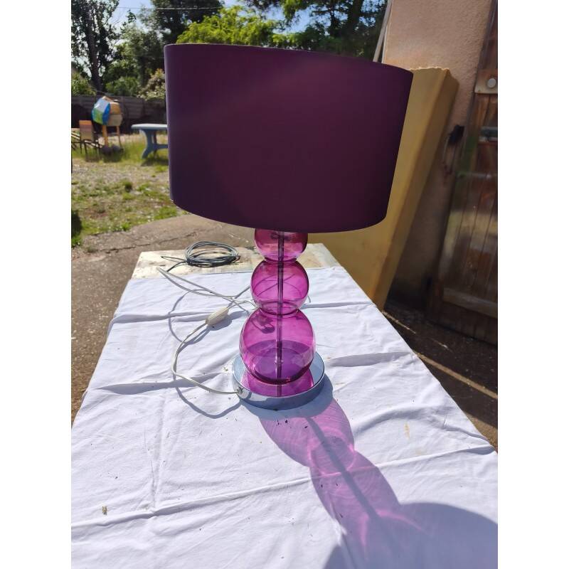 Lampe vintage en chrome et verre de couleur