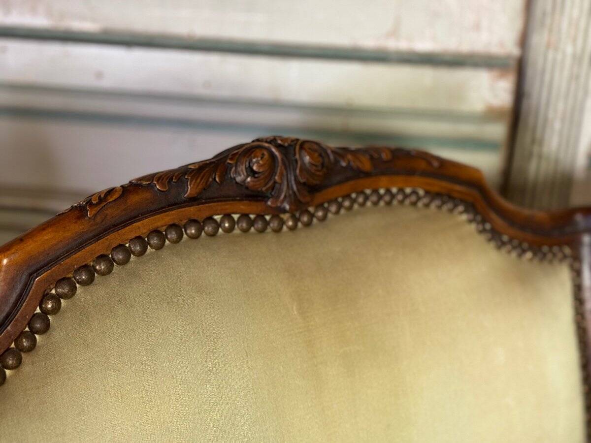 Pair Of Louis XV Style Bergeres In Finely Carved Walnut Around 1920