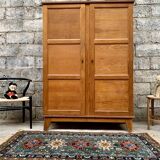 Modernist wardrobe René Gabriel in oak feet compass years 1950