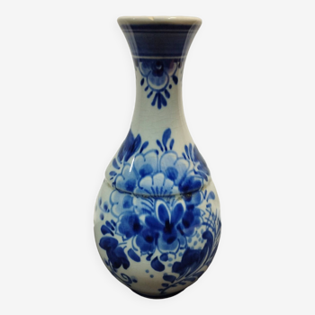 old small Delfts earthenware vase with blue floral decoration