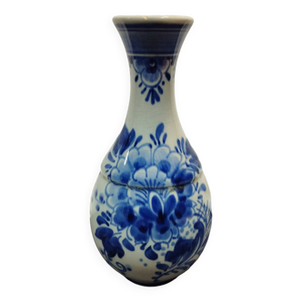 old small Delfts earthenware vase with blue floral decoration