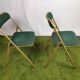 Lot of 4 folding chairs striped fabrics and green metal year 60