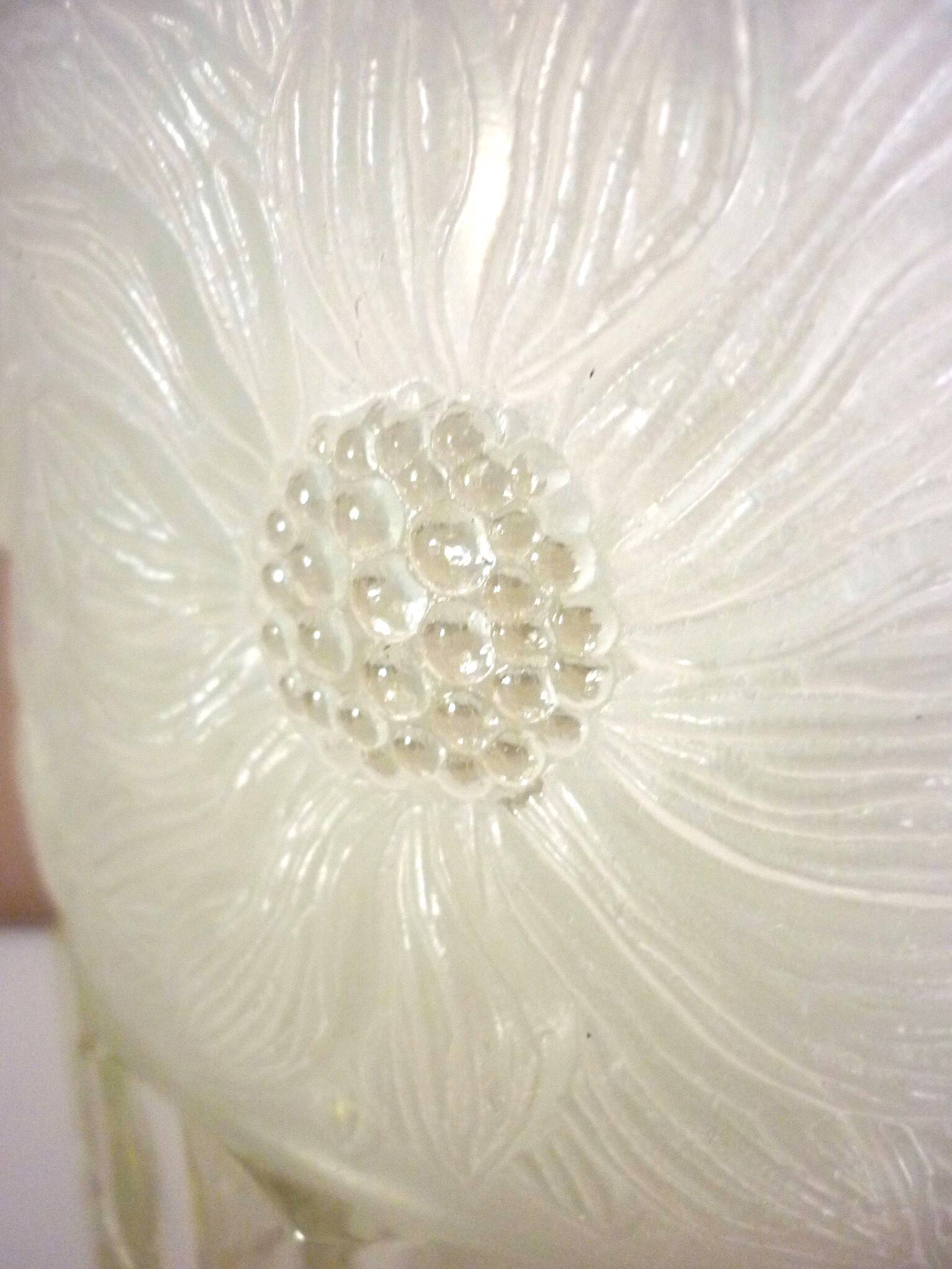 Champagne bucket, Art Deco style and period, thick, molded, frosted crystal