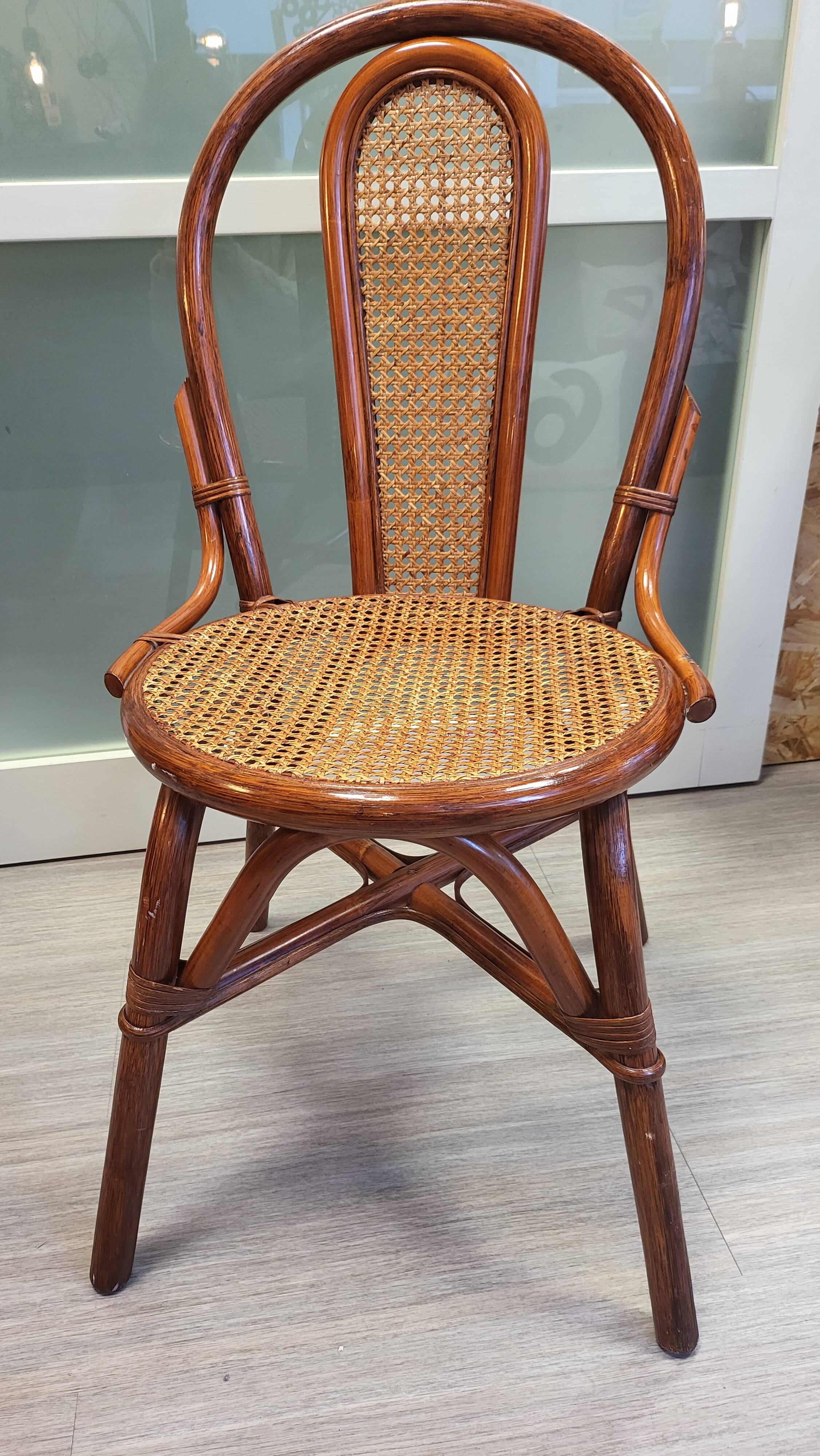 Vintage rattan and cane bistro chair