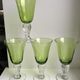 Set of 4 wine glass bubbled glass of Biot green 70s