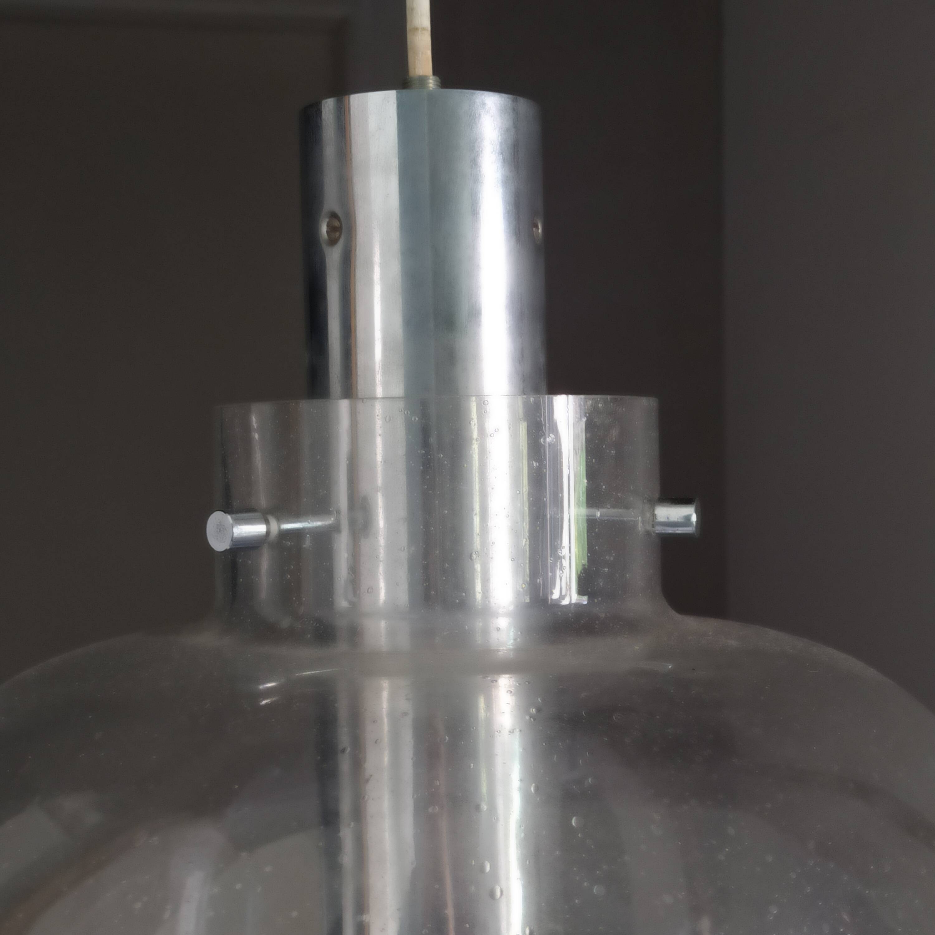 vintage 1970 Limburg bubble glass and chrome pendant light