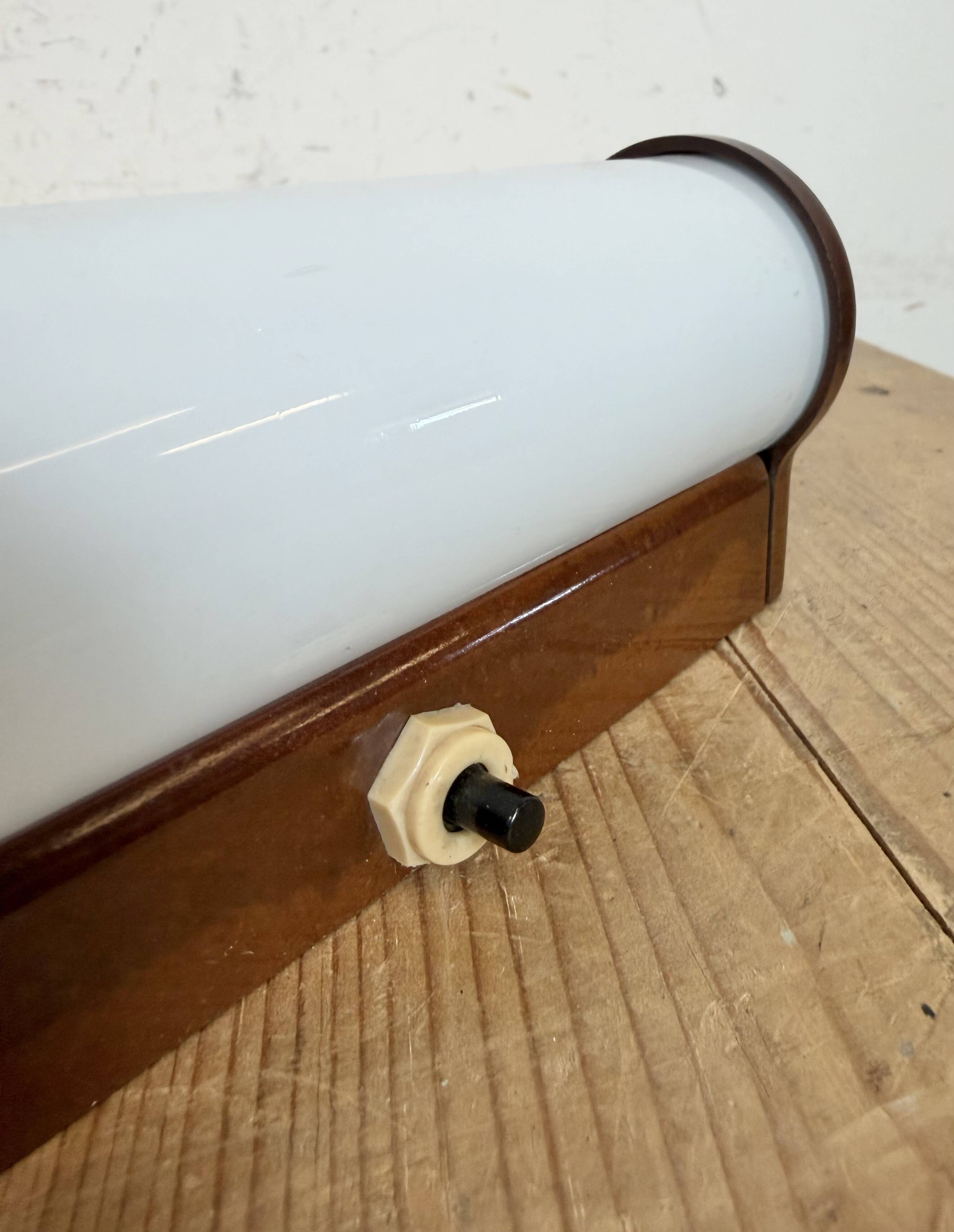 Industrial Brown Bakelite Wall Light with Milk Glass, 1950s