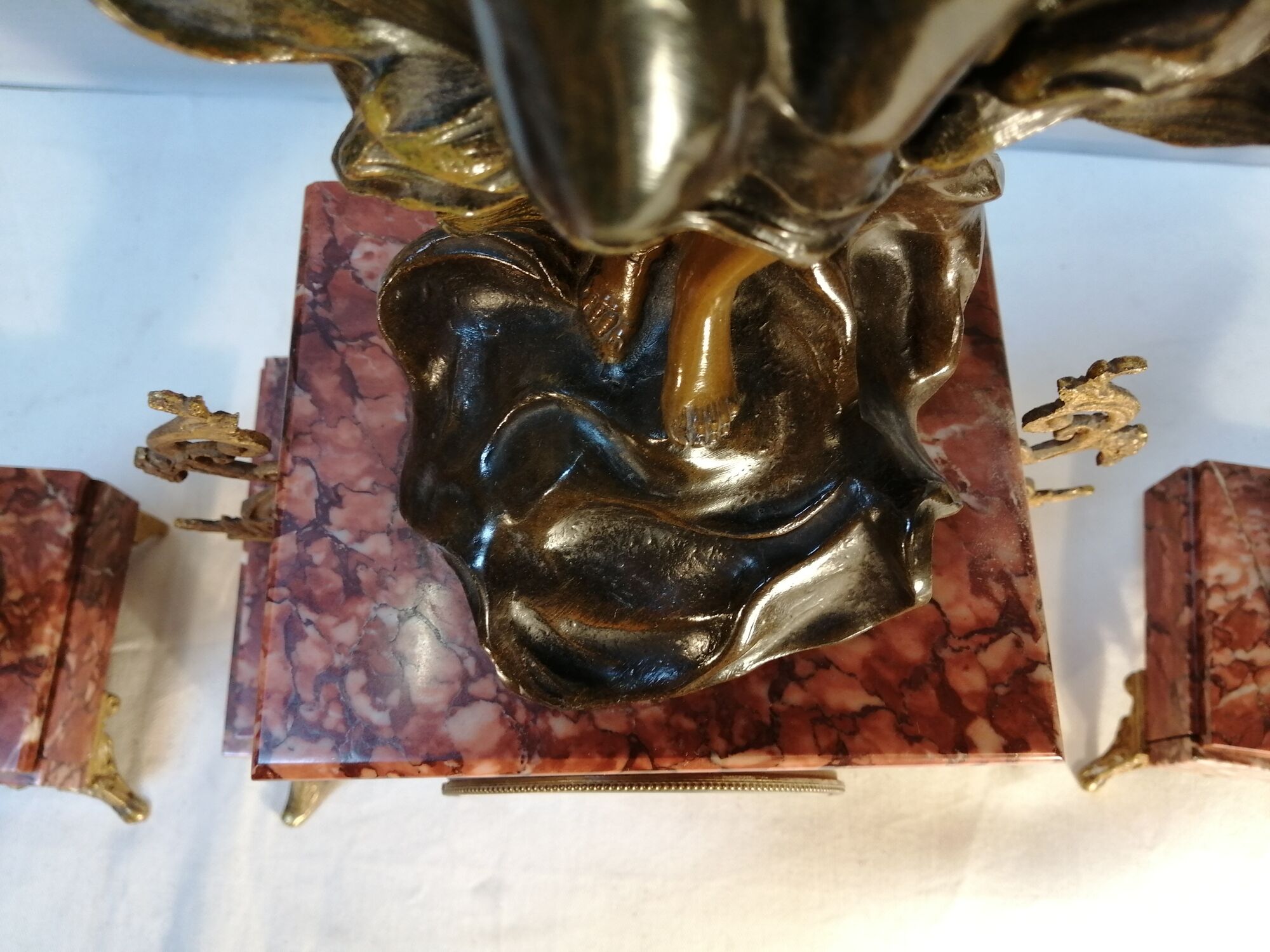 Marble and regulating fireplace trim - 1900s - Signed Charles Ruchot