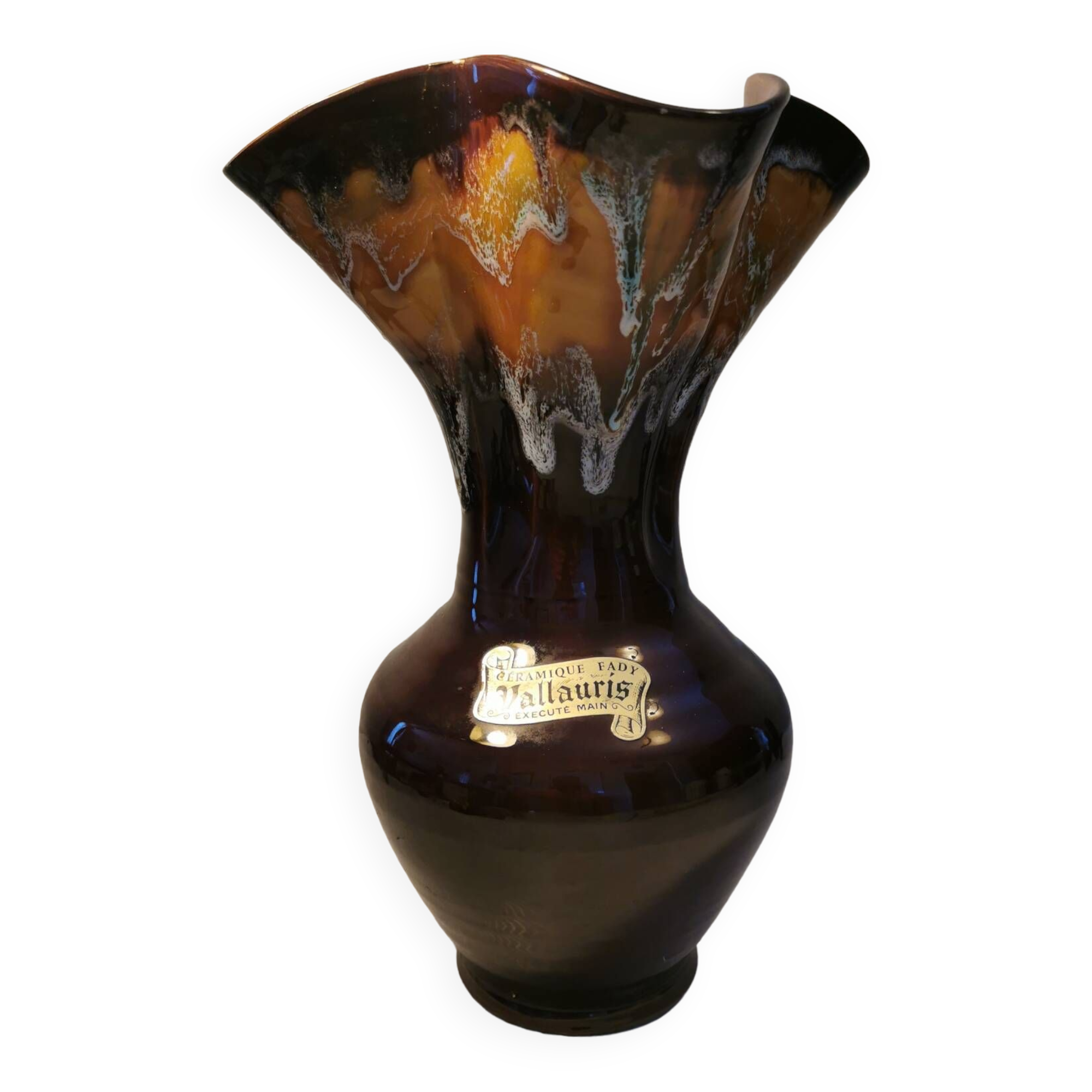 Vallauris vase brown tulip structure