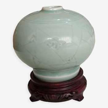 Mid-XXh century chinese ceramic celadon vase vintage