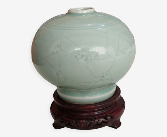 Vase en céramique céladon chinois du milieu du XXème siècle