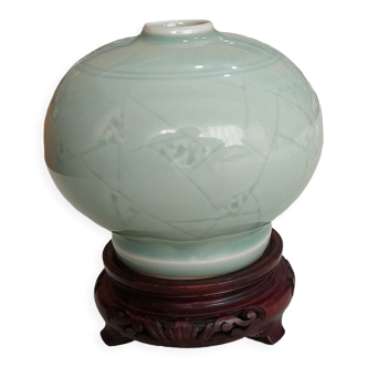 Mid-XXh century chinese ceramic celadon vase vintage