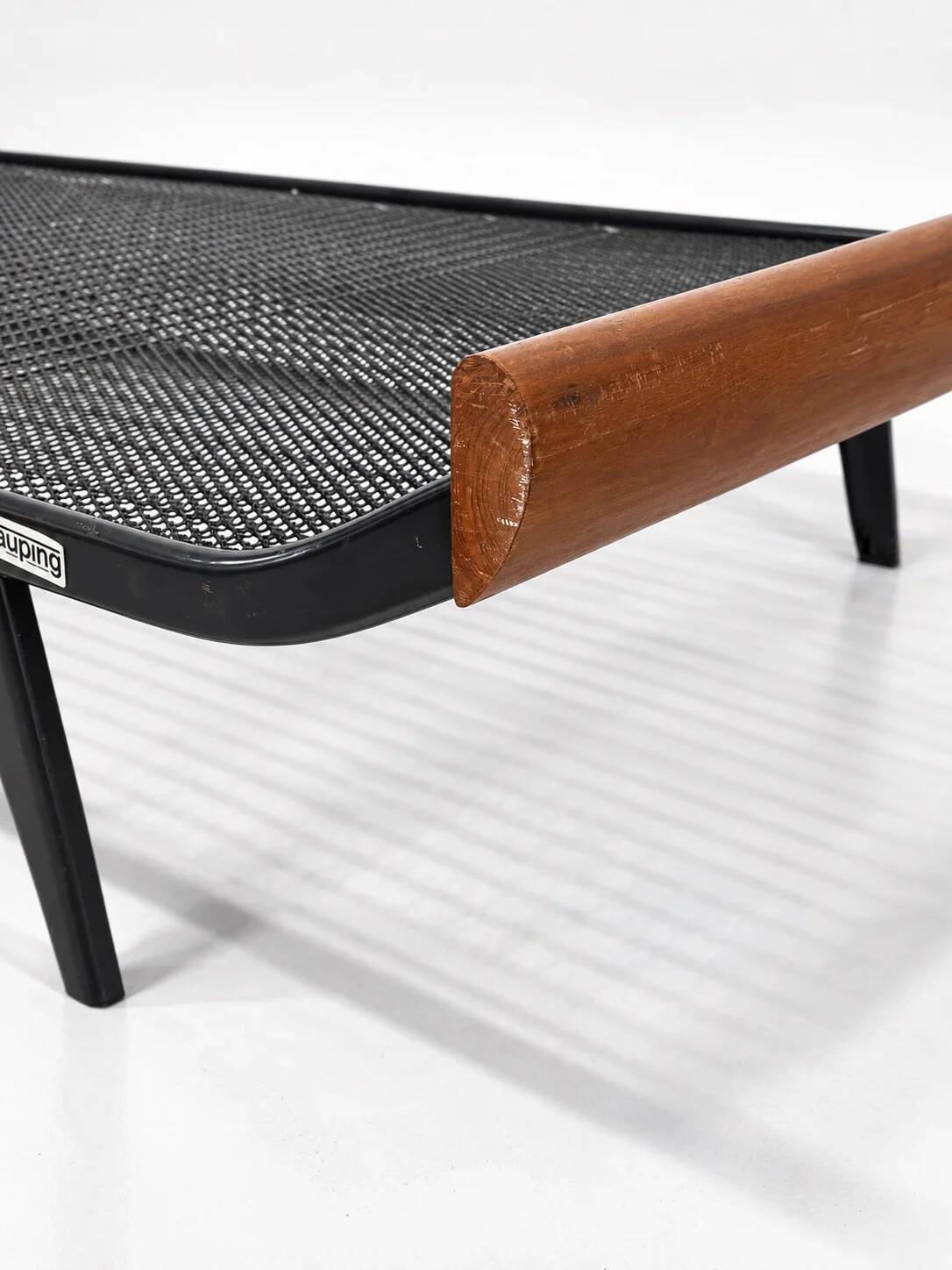 Daybed Auping Cleopatra by Dick Cordemeijer, black steel and teak, 1950s