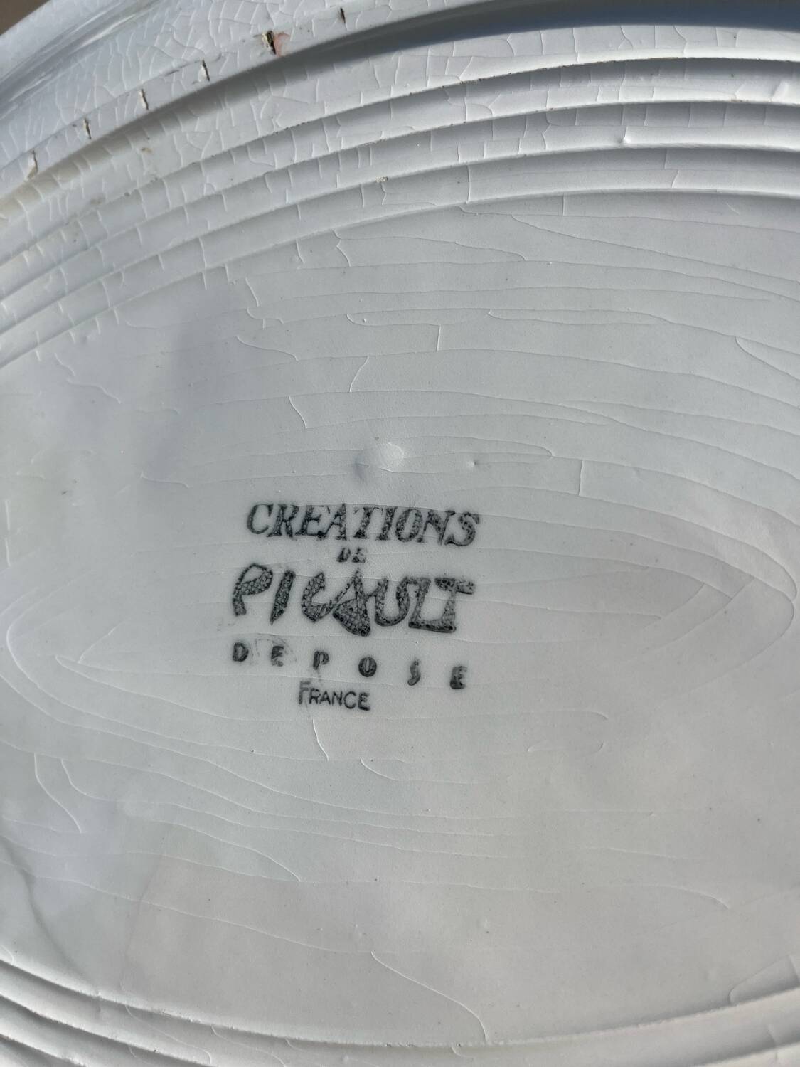 2 large vintage Robert Picault ceramic earthenware dishes