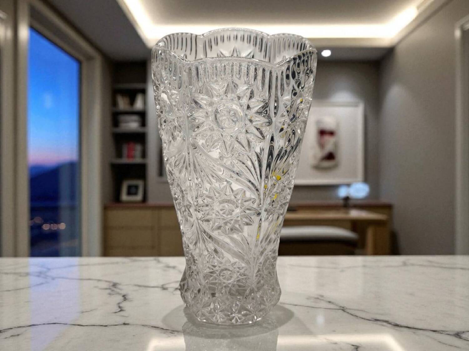 Vintage Molded Glass Vase - Exquisite Floral and Botanical Motifs