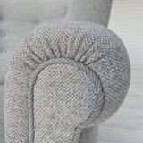 1950s, Danish relax chair by Fritz Hansen, model 1518, grey furniture wool.