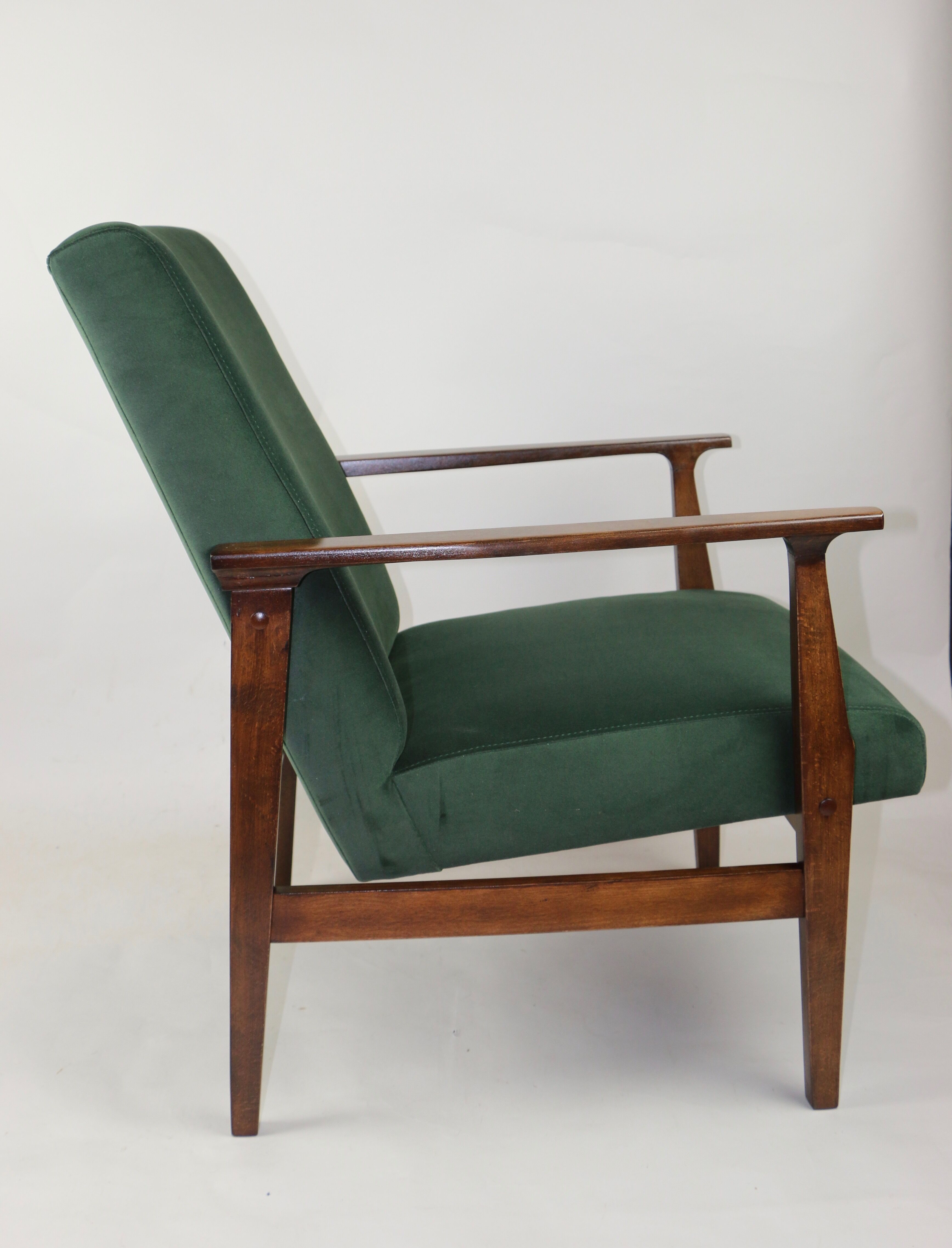Fauteuil en velours vert vintage, années 1970