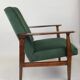 Fauteuil en velours vert vintage, années 1970