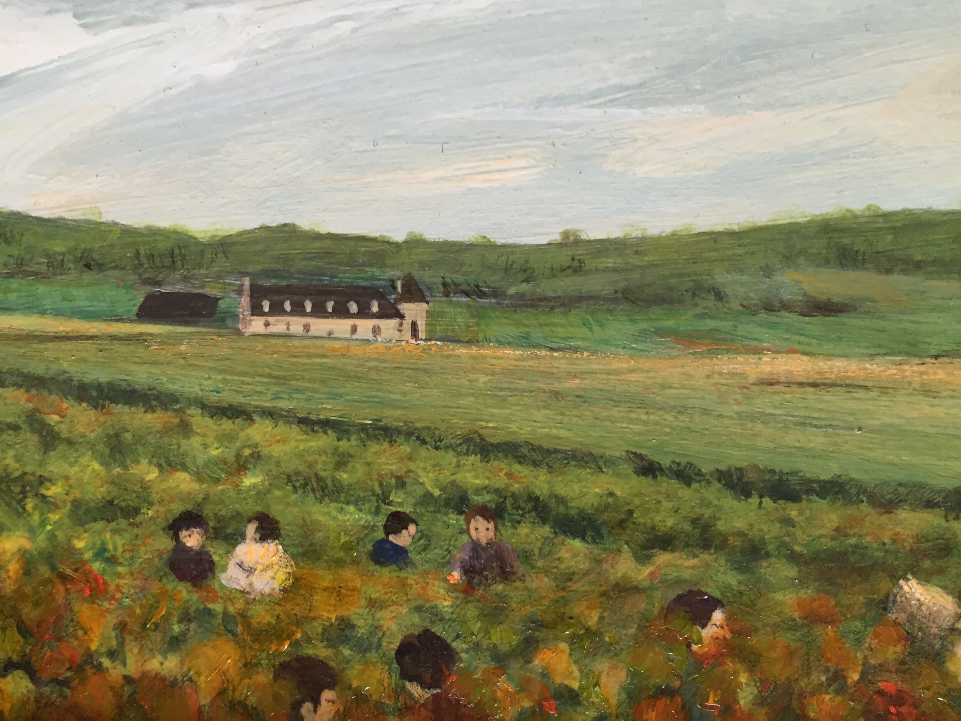 Table oil on canvas the harvest at the Vougeot wall