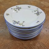 8 MEHUN porcelain dessert plates with barbel decoration