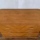 Commode vintage à 3 tiroirs pieds compas en chêne clair