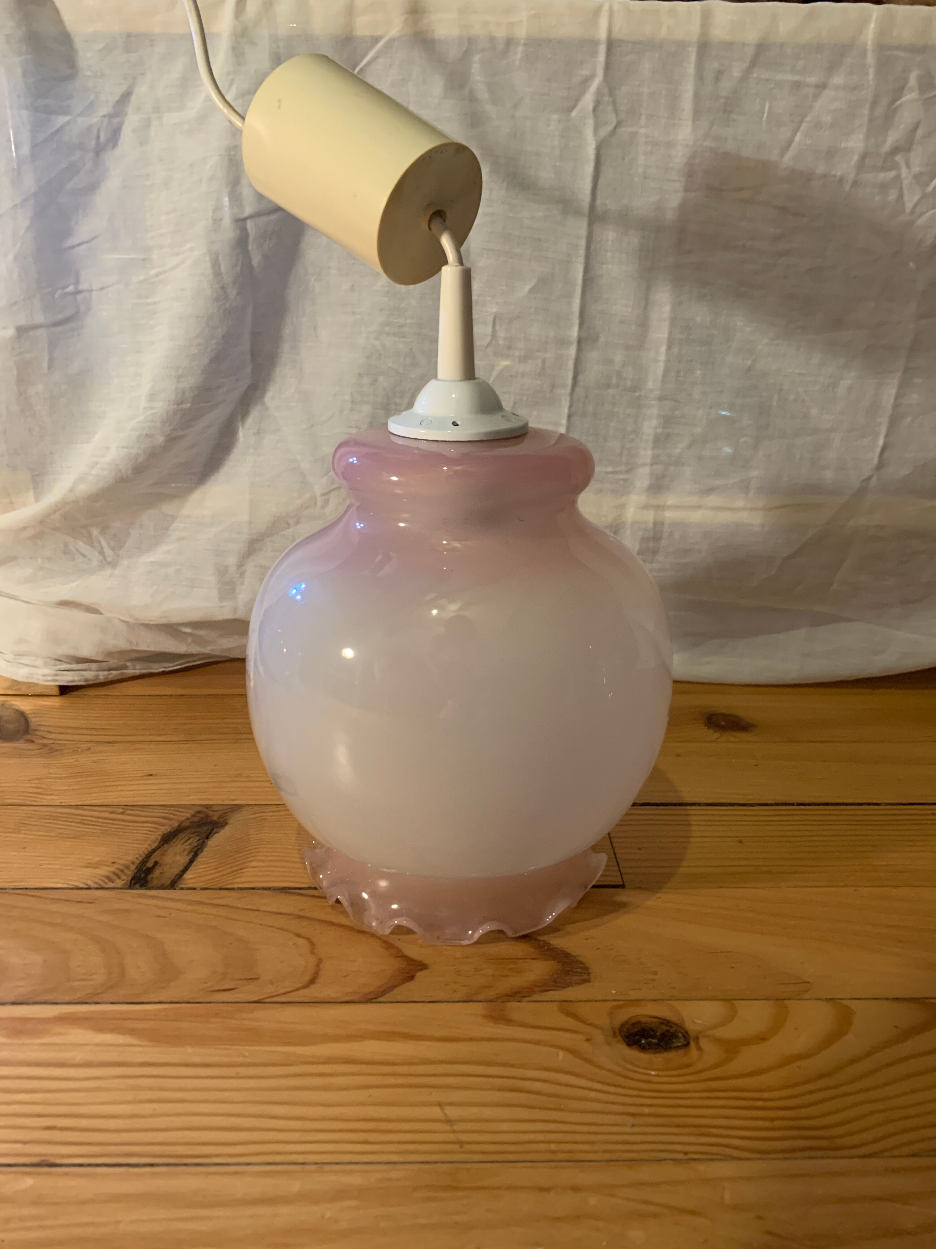 Vintage pink opaline pendant light