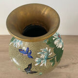 Chinese cloisonné vase decorated with flowers and butterflies.