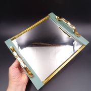 Plateau en bois métal et miroir vers 1950