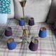 Vintage Scandinavian luminaire with 6 branches in brass.
